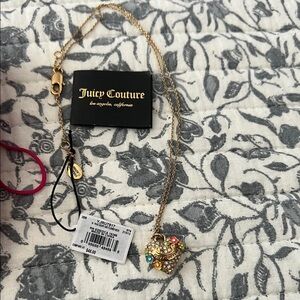 Juicy Couture Gold Heart Necklace with Colorful Gems